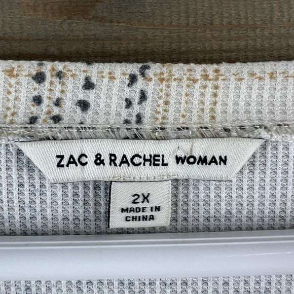 Zac & Rachel Womens Shirt Long Sleeve Vneck Plaid Pullover Boho Casual Size 2X - Picture 7 of 8